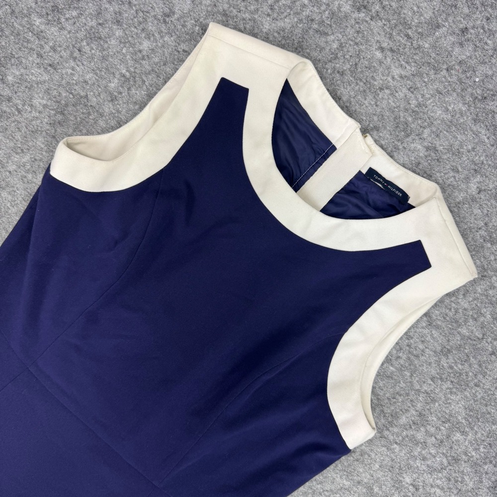 *READ‎ Tommy Hilfiger Purple White Sleeveless Sheath Dress Women's Size 4